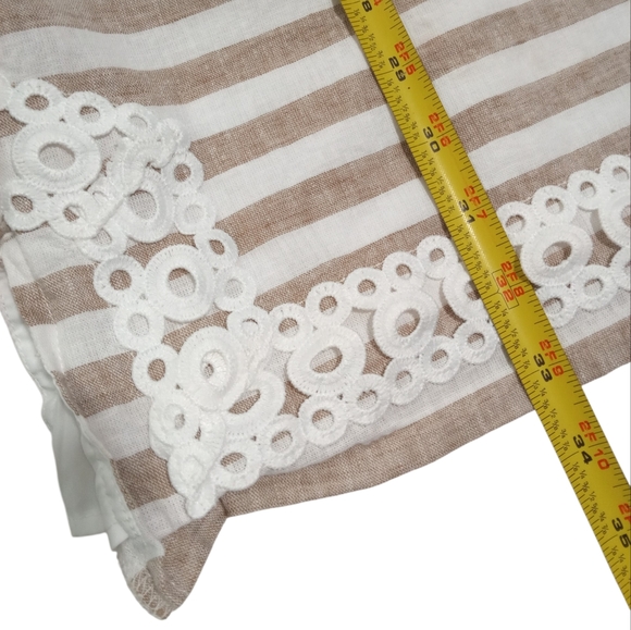 Eliza J Womens Striped Linen V Neck Lace Trim Circle Detail Summer Dress Size 8 - Picture 8 of 10